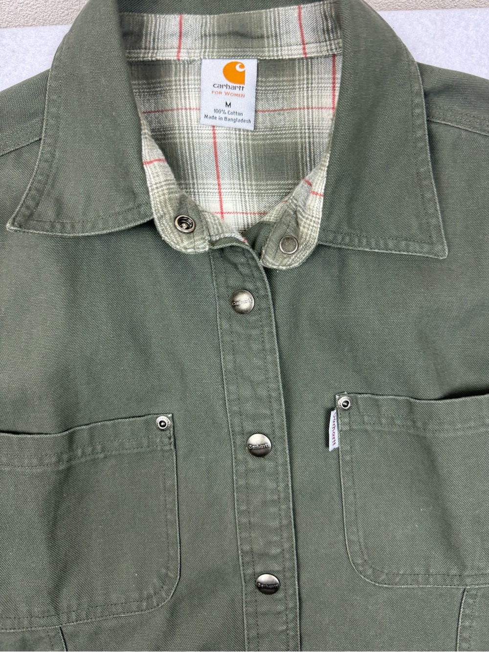 Carhartt Womens Flannel Lined Canvas Shirt Jacket M - Picture 3 of 6